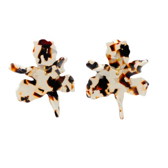 Lele Sadoughi Paper Lily Earrings tortoise small earrings. NWOT - Picture 1 of 5